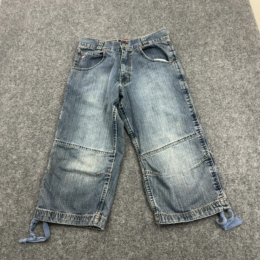 Vintage Mecca Denim Capri Shorts Mens 32 Blue Cotton Baggy Skater Y2K Streetwear